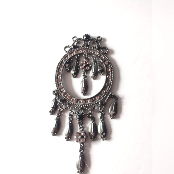 Jewelry - Vintage Silver Jewelry Necklace Pendant With Gem Stones